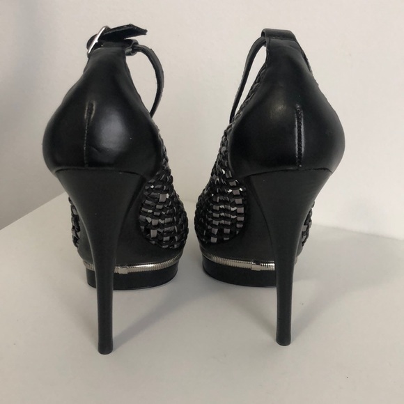 Bebe Black Silver Mesh Nina High Heel - Picture 3 of 3